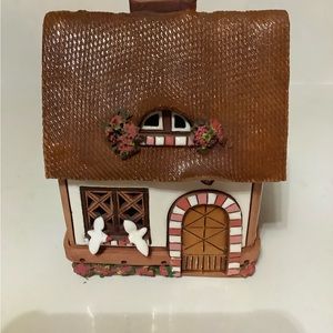 Clay cottage tea light incense holder